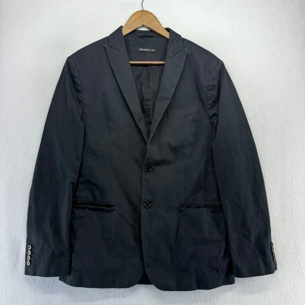 John Varvatos Blazer Mens 40 Black Two Button Sport Coat Cotton Double Breasted